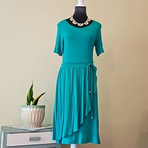 NWT - GREEN vFish Dress - Bodycon with Faux Wrap Skirt - Sz S